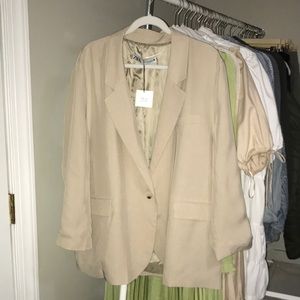 NWT Zara Lightweight Satin Lined Tan Blazer With Button Size XXL
